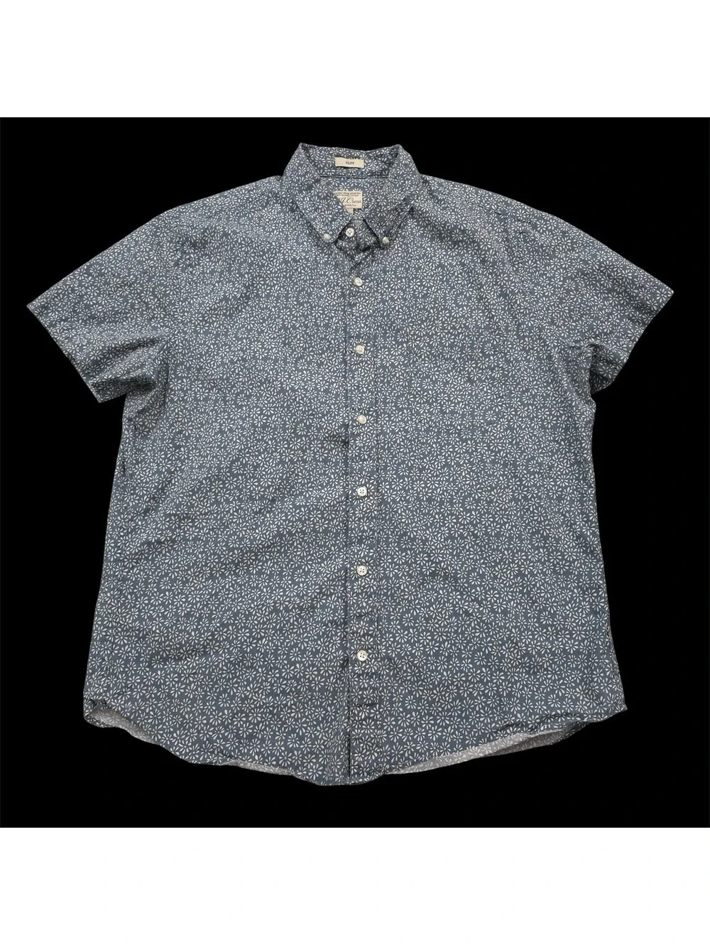 J.Crew Secret Wash Shirt Men L Floral Organic Cotton Stretch Pocket Slim - Picture 2 of 6